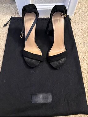 Express Black Suede Ankle-Strap Heels